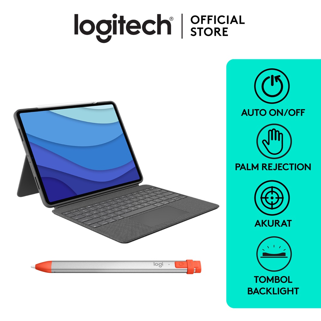 Jual [BUNDLING] Logitech Combo Touch Keyboard Case untuk iPad Pro 11 x Logitech Crayon Pensil