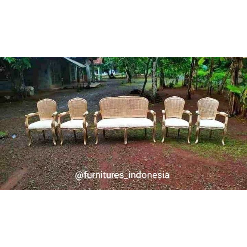 Jual Set Kursi Pelaminan Rotan Kursi Racoco Kursi Pelaminan Rotan