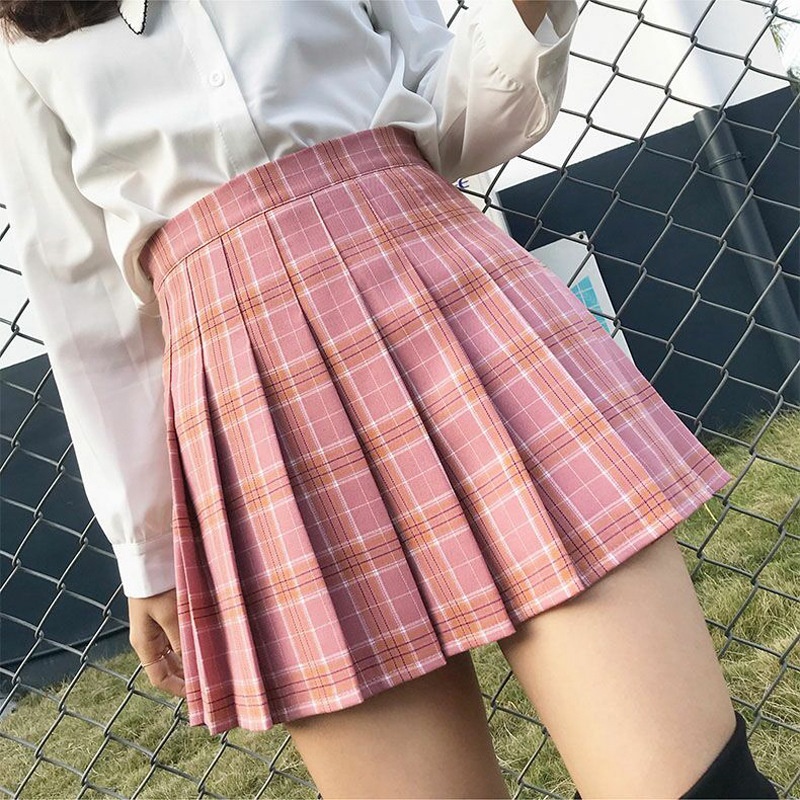 Jual Rok Pendek Wanita Mini Skirt Korea Pelajar Jepang Tennis Skirt Style Salur Motif Garis 5828