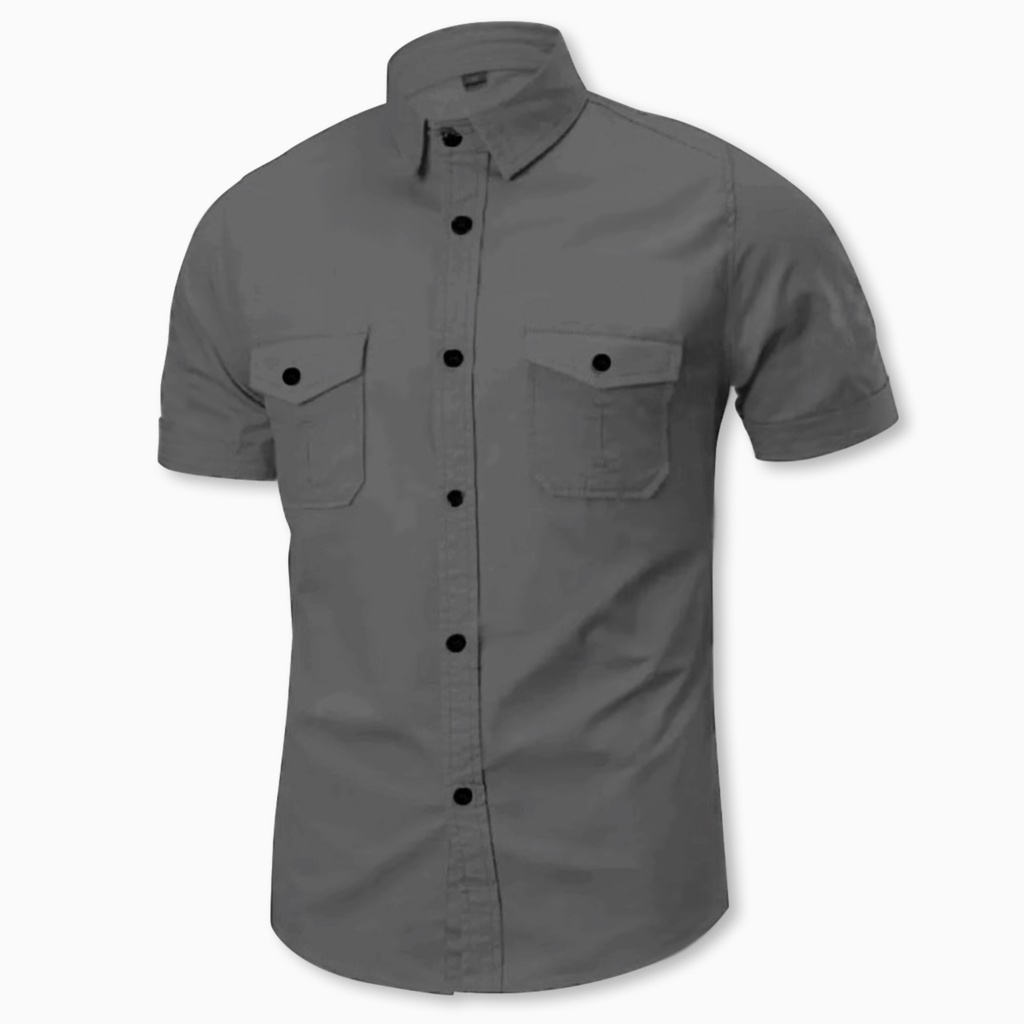 Jual FortKlass Angga kemeja polos pria lengan pendek kasual slimfit ...