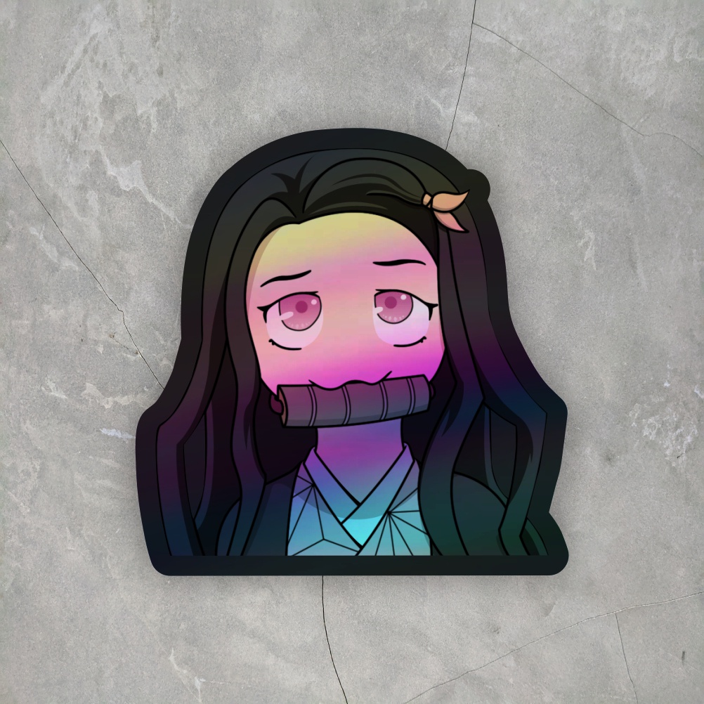 Jual Sticker Anime Nezuko Hologram Sticker case hp & laptop ukuran 7 cm ...