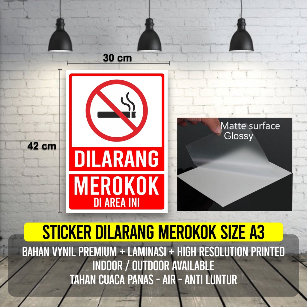 Jual STICKER DILARANG MEROKOK VYNIL PREMIUM LAMINASI TEBAL SIZE A3 ...