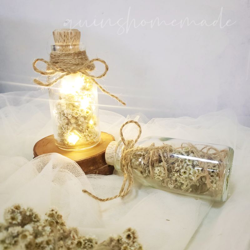 Jual rustic bunga edelweiss dalam botol, botol kaca isi bunga edelweiss ...