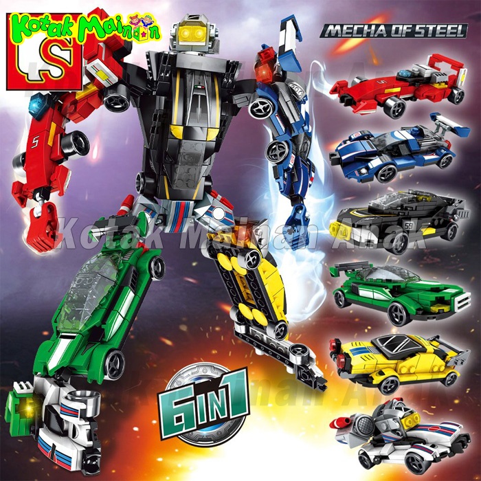 Jual Brick Block Transformer Robot Mecha of Steel 6 in 1 Trucks Sembo ...