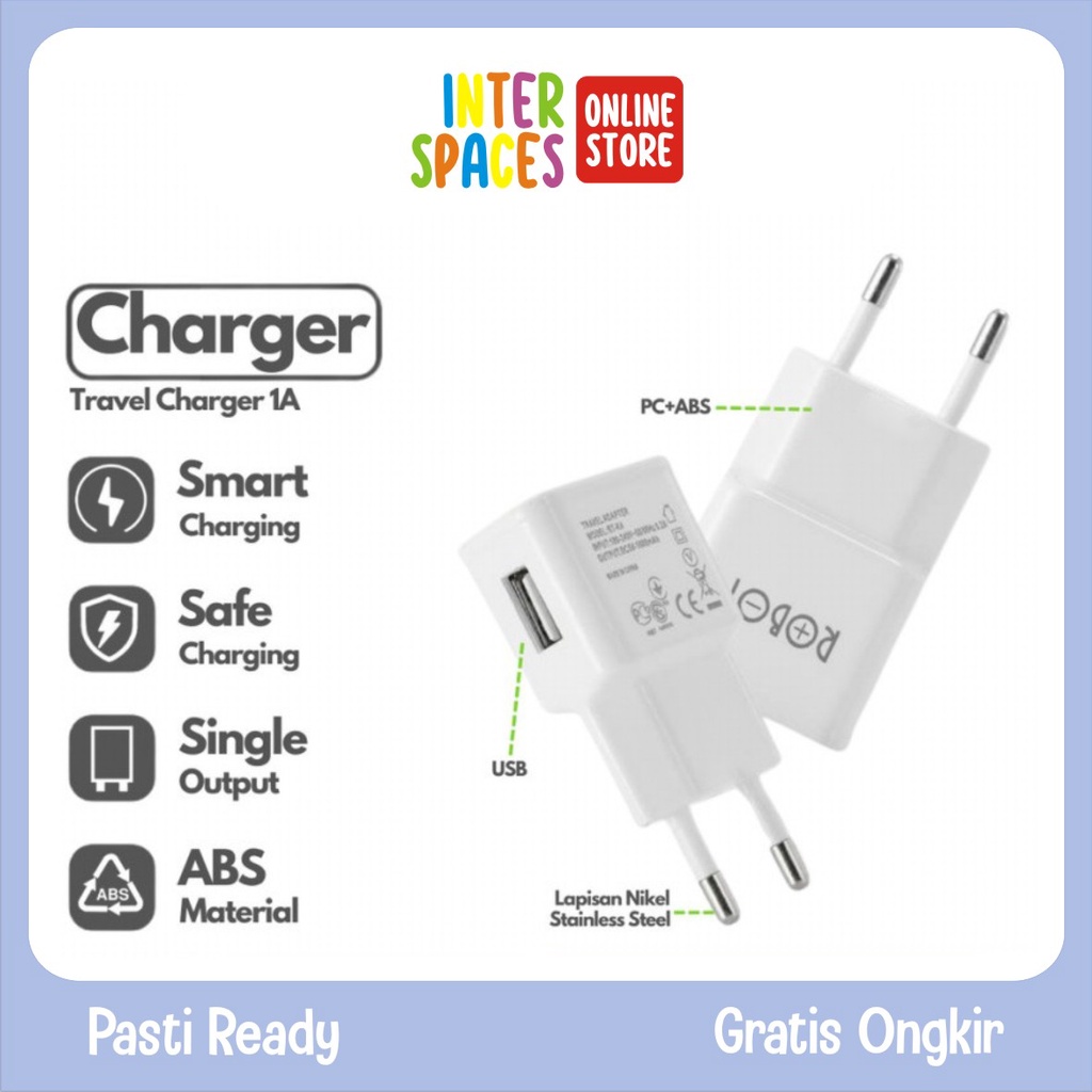 Jual Adaptor Kepala Charger Robot Rt K Single Port V A Batok Cas Hp