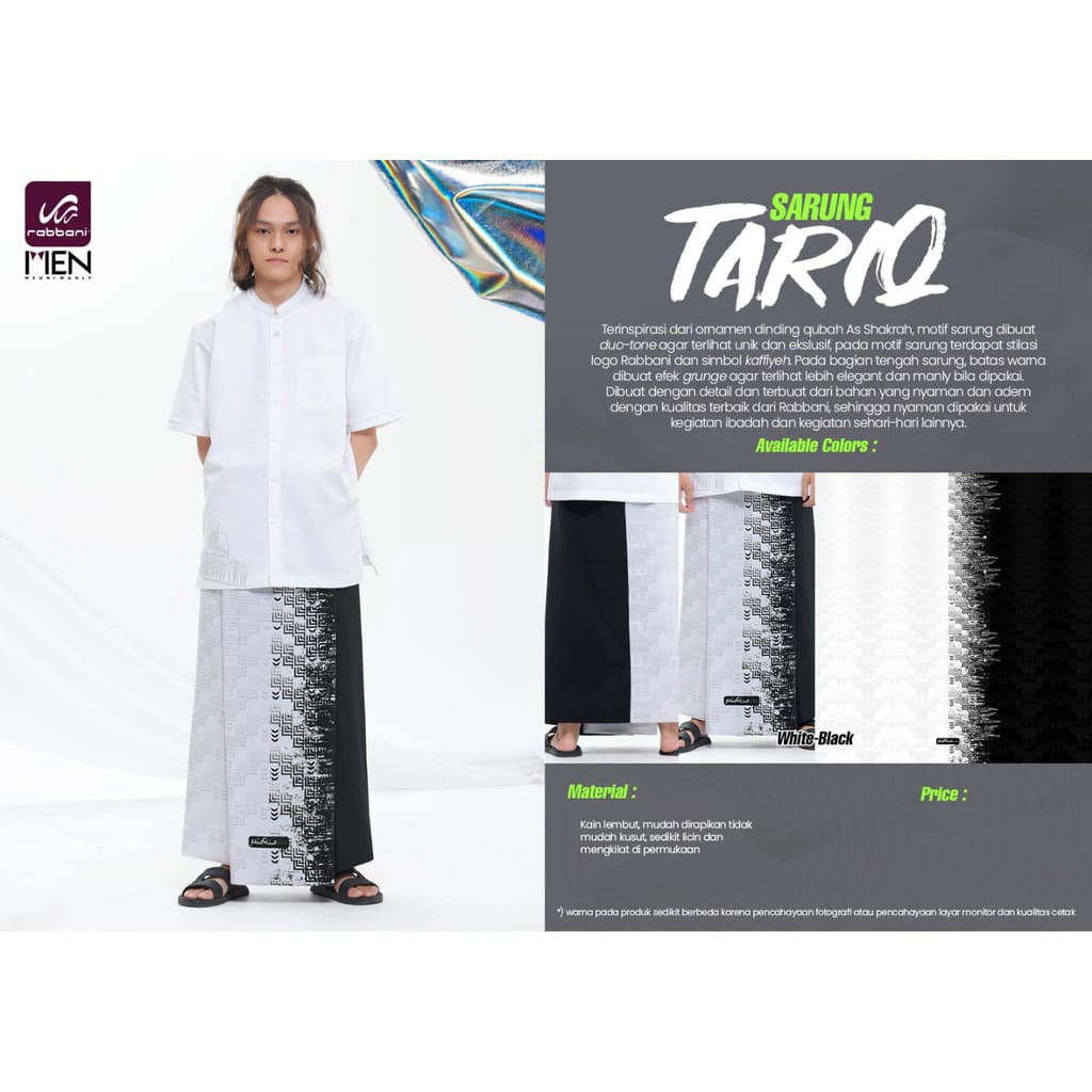 Jual Sarung Rabani Palestina Model Terbaru TARIQ 110 Putih Hitam ...
