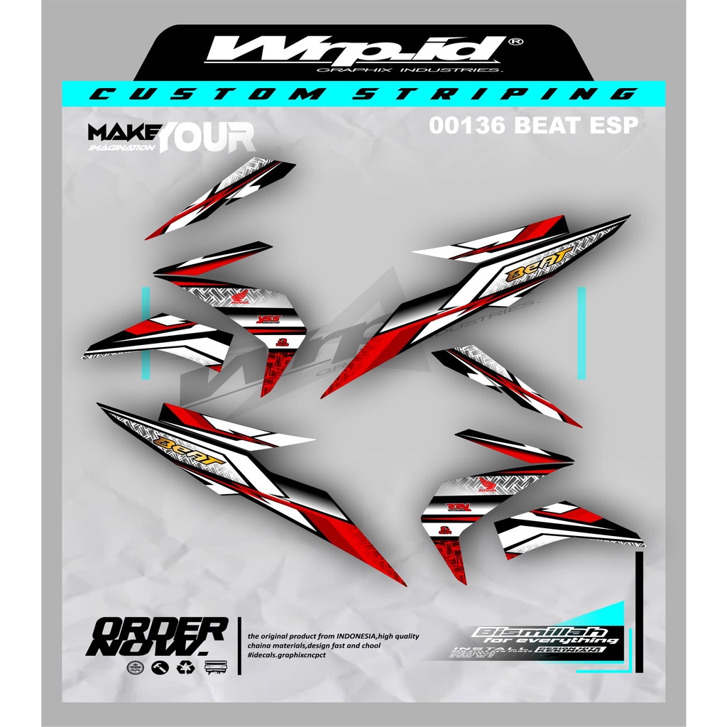 Jual 00136 sticker striping motor beat esp motif garis racing simple ...