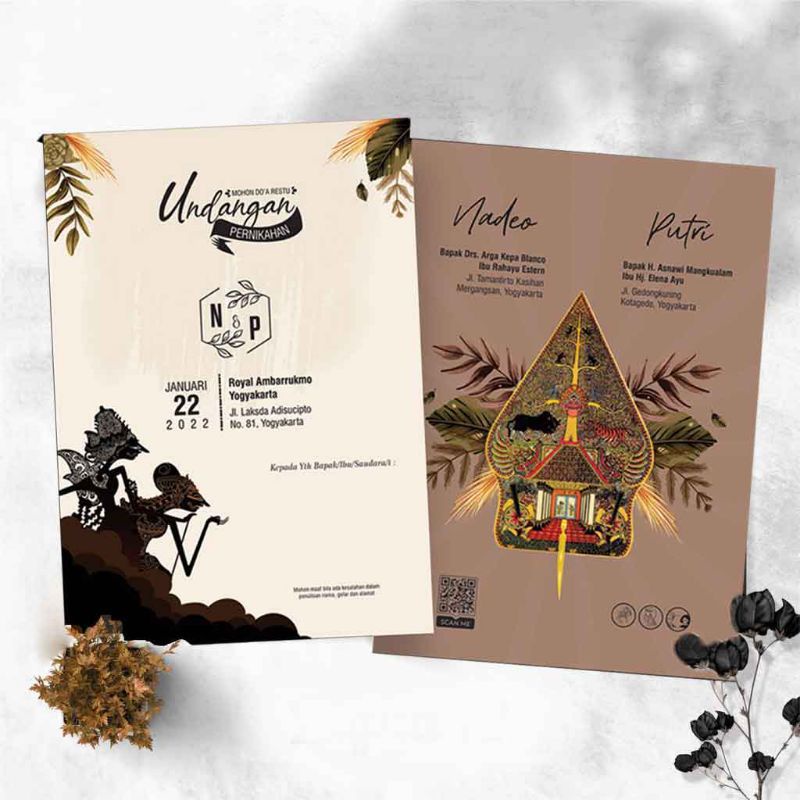 Jual Undangan Pernikahan Lipat Dua CUSTOM Jawa/Gunungan - Annabelle