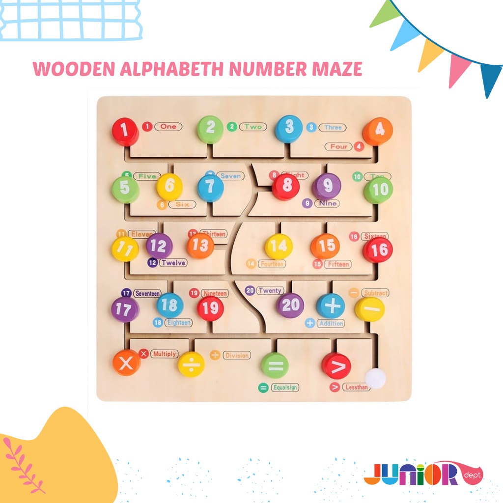 Jual Wooden Alphabet Number Maze / Mainan Anak / Pengenal Huruf Angka ...