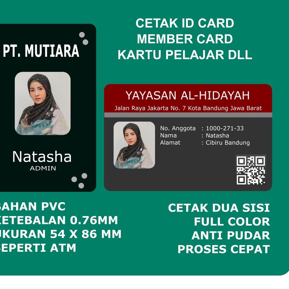 Jual Aal462 Cetak Id Card Pvc Premium Kartu Member Kartu Anggota