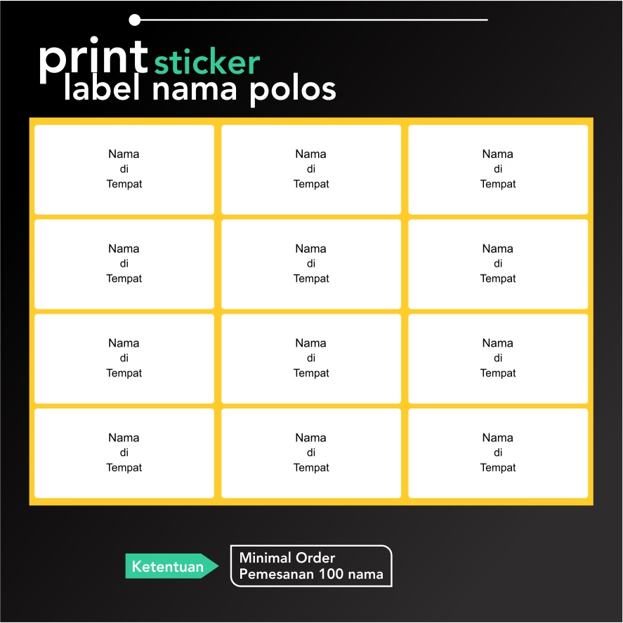 Jual Jasa Print Sticker Label Nama 103 Polos Shopee Indonesia