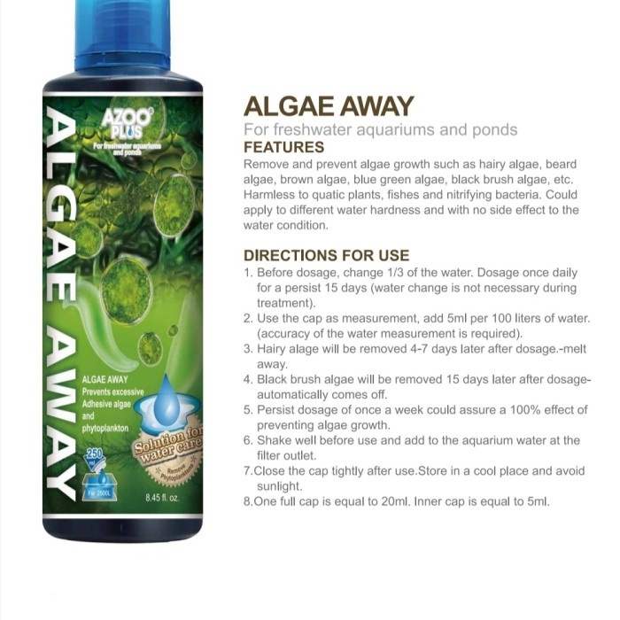 Jual Azoo Plus Algae Away Algae Remover Anti Lumut Azoo | Shopee Indonesia