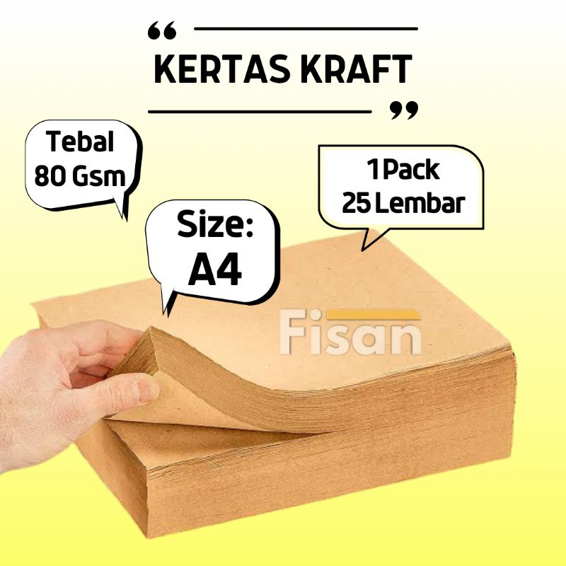 Jual 25 Lembar Kertas Kraft A4 80 Gram 80gram 80gr / Kertas Samson ...