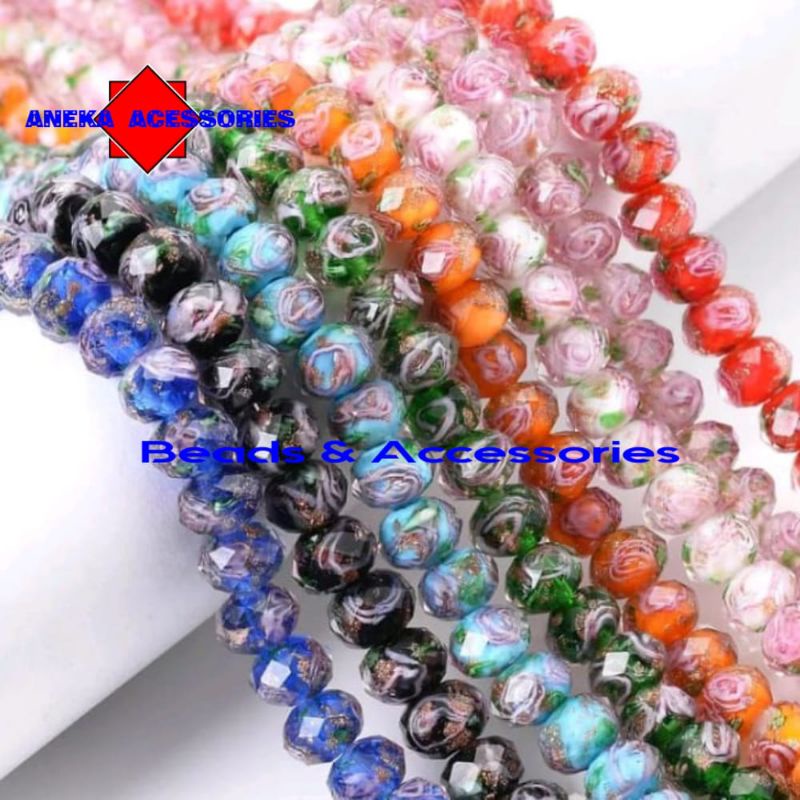 Jual 10 Butir MANIK BATU CRYSTAL CEKO BUNGA MURANO LAMPWORK ...