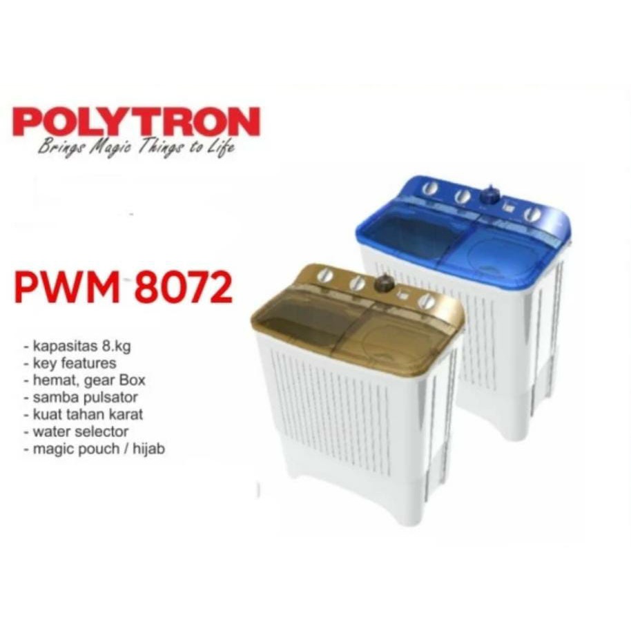 Jual Mesin Cuci 2 Tabung Polytron 8 Kg Twin Tub PWM-8072N PWM-8072 ...