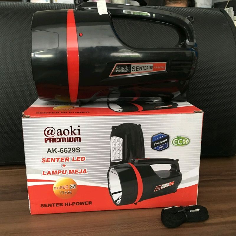 Jual AOKI Senter LED 2w+15 LED Lampu Samping AK-6629S / Senter Besar ...