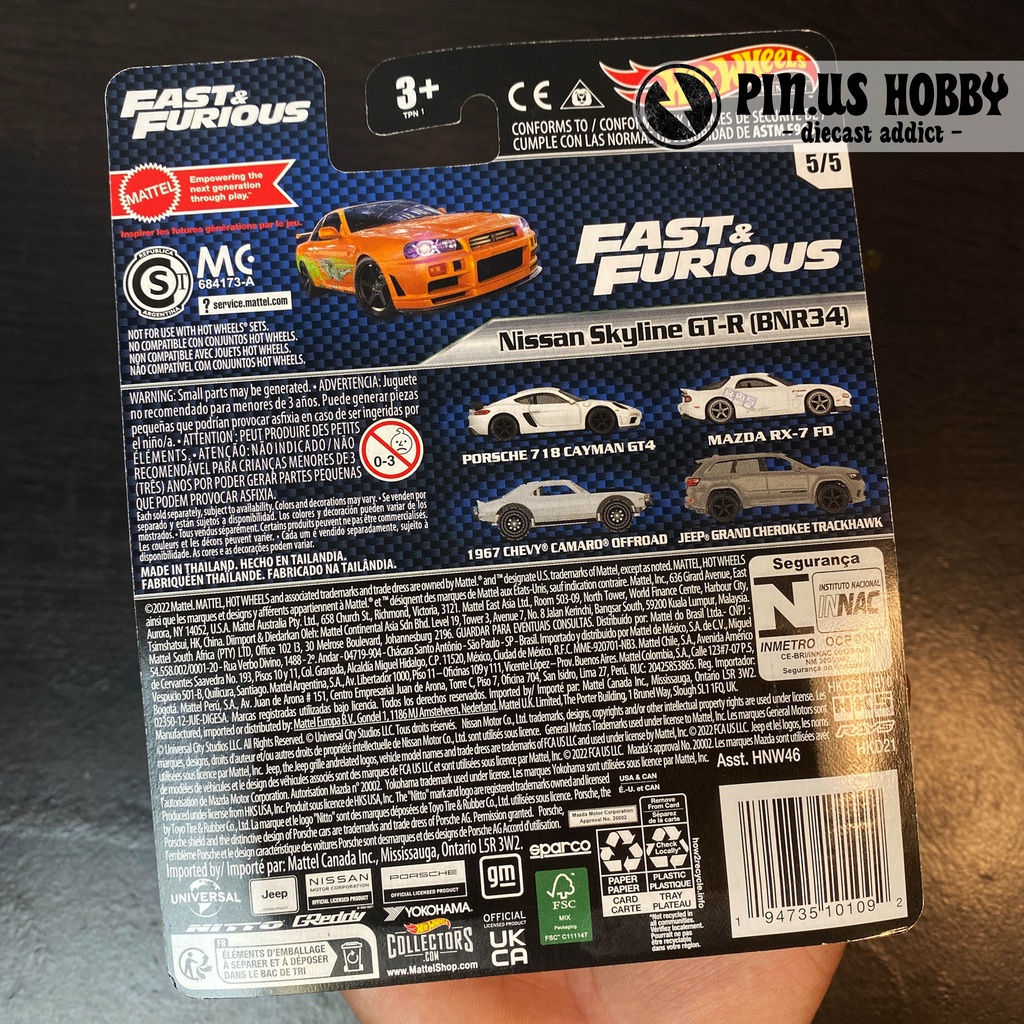 T ホットウィール 日産 スカイライン GT-R BNR34 オレンジ