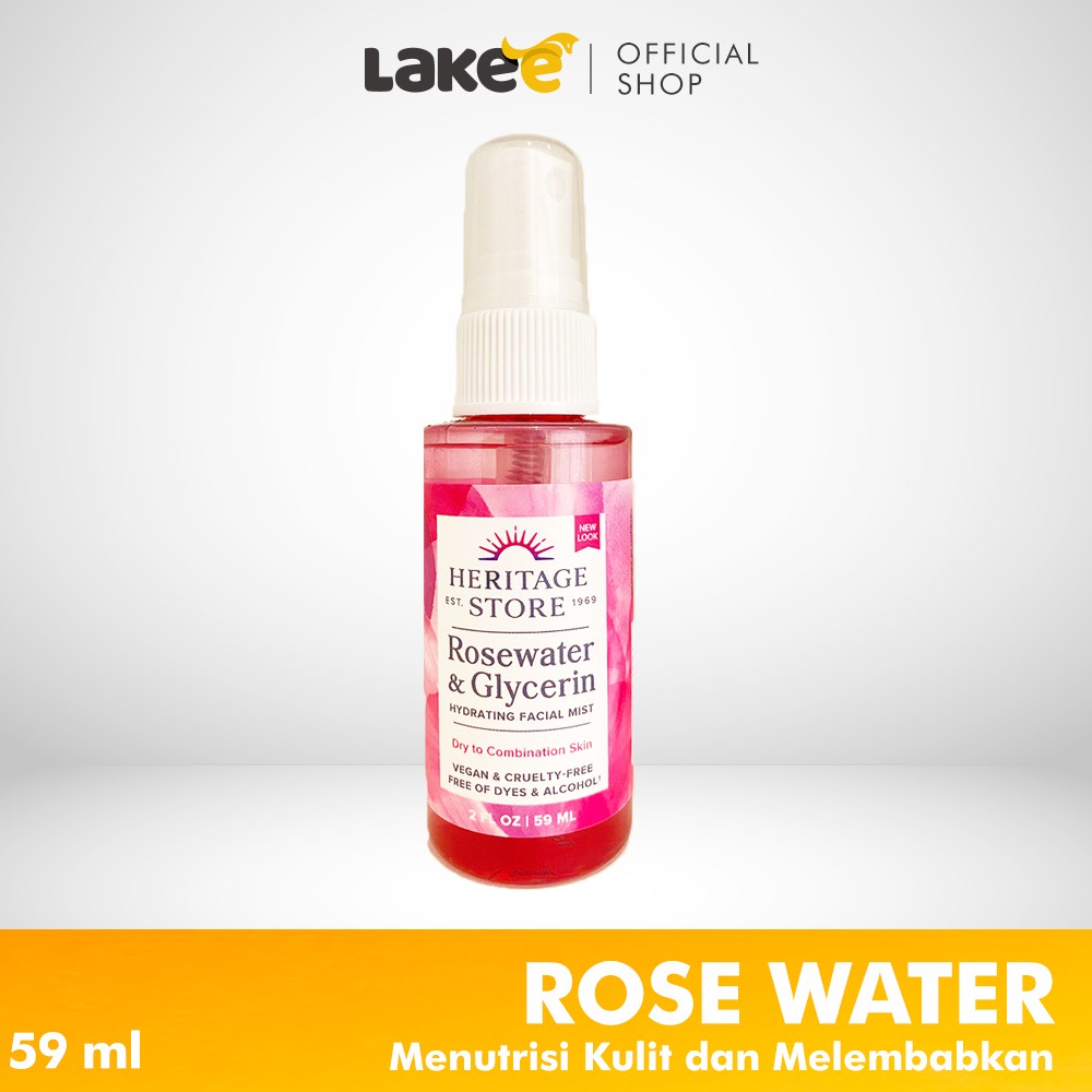 Jual Heritage Store, Rosewater & Glycerin, Hydrating Facial Mist (59 ml) Face Mist Shopee