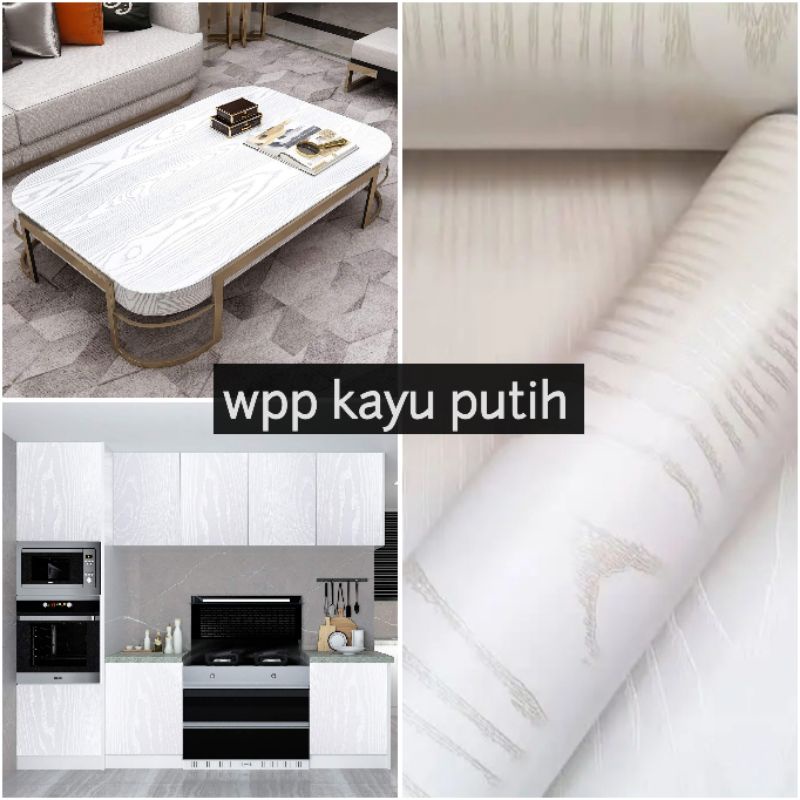 Jual wallpaper sticker premium tebal motif kayu putih serat tektur ...