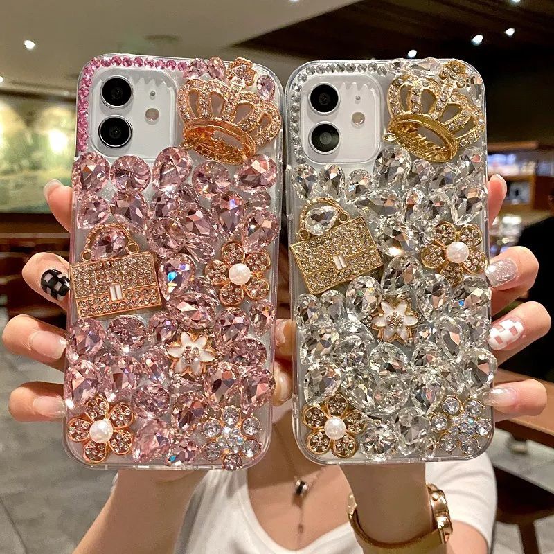 Jual SQL SHOP Case bling crystal crown bag flowers | Phone case custom ...