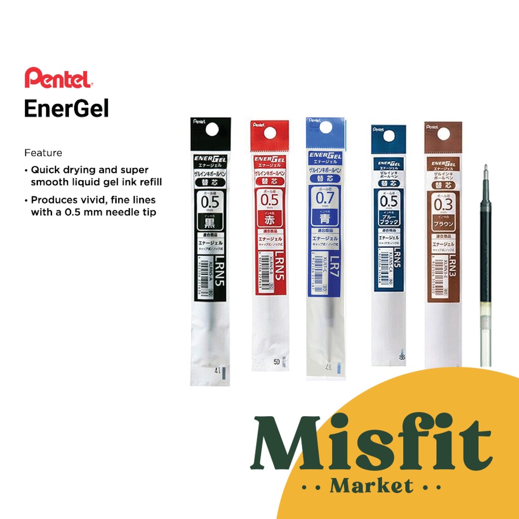 Jual Pentel Energel Refill 0.3 0.5 0.7 1.0 mm XLRN LRN5 0.5mm isi ulang