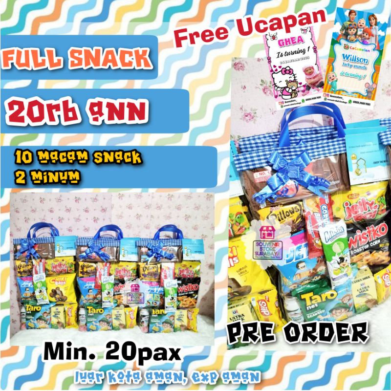Jual FULL SNACK || paket ulang tahun anak || Bingkisan snack ultah ...