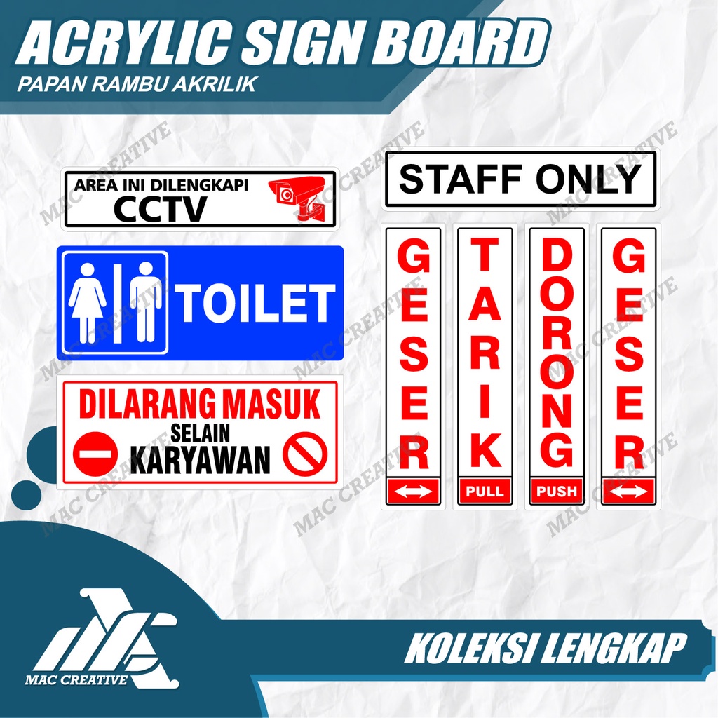 Jual Sign Board Akrilik Lengkap Sign Board Tarik Dorong Dilarang