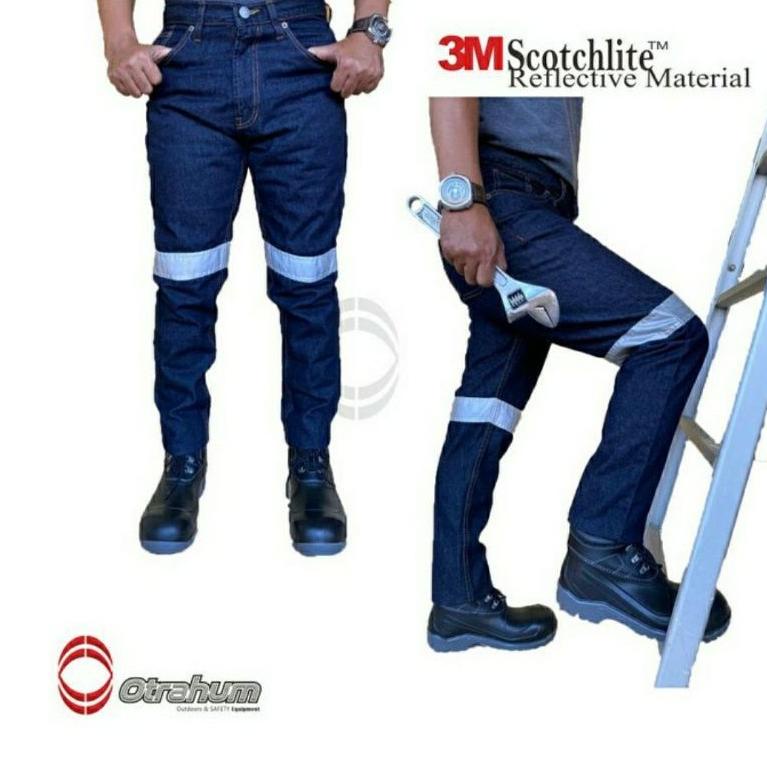 Jual KODE 7N0KE Celana Kerja Lapangan Levis Blue Jeans Safety with Hivis Reflective 3M Shopee Indonesia