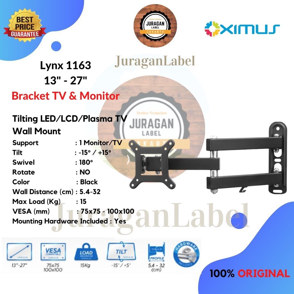 Jual Bracket Oximus Lynx Led Tv Monitor Tilt Swivel