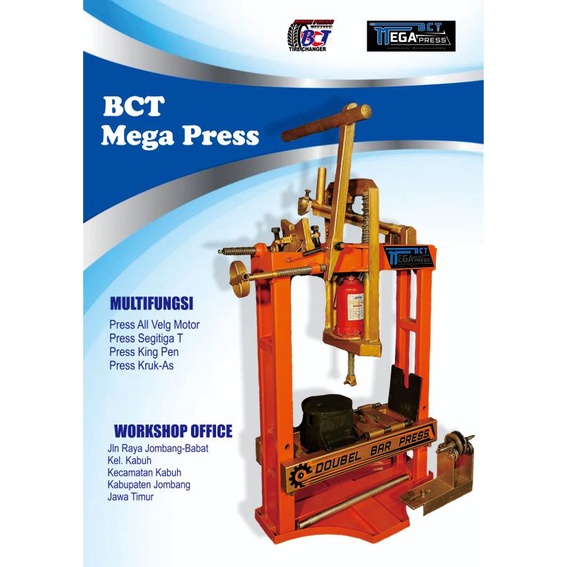 Jual BCT Mega Pres MURAH (Pres Velg Motor, As Kruk, Center T, DLL