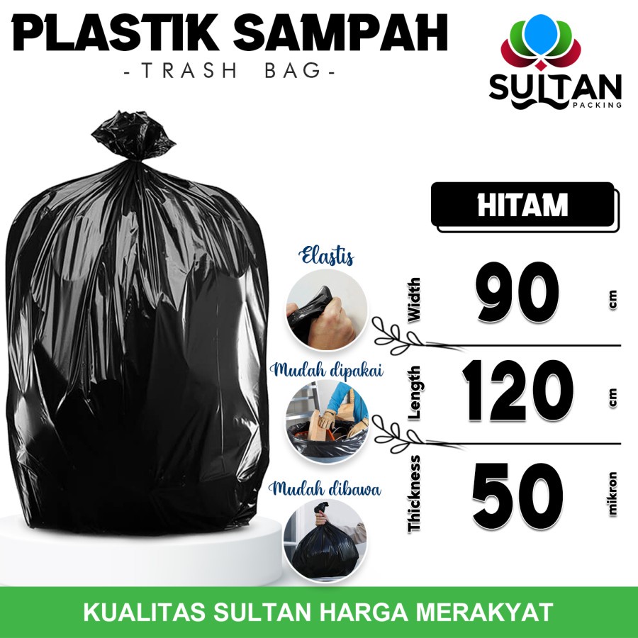 Jual Kantong Plastik Sampah Hitam 90x120cm Trash Bag Jumbo Anti Bocor Pack Shopee Indonesia 3645