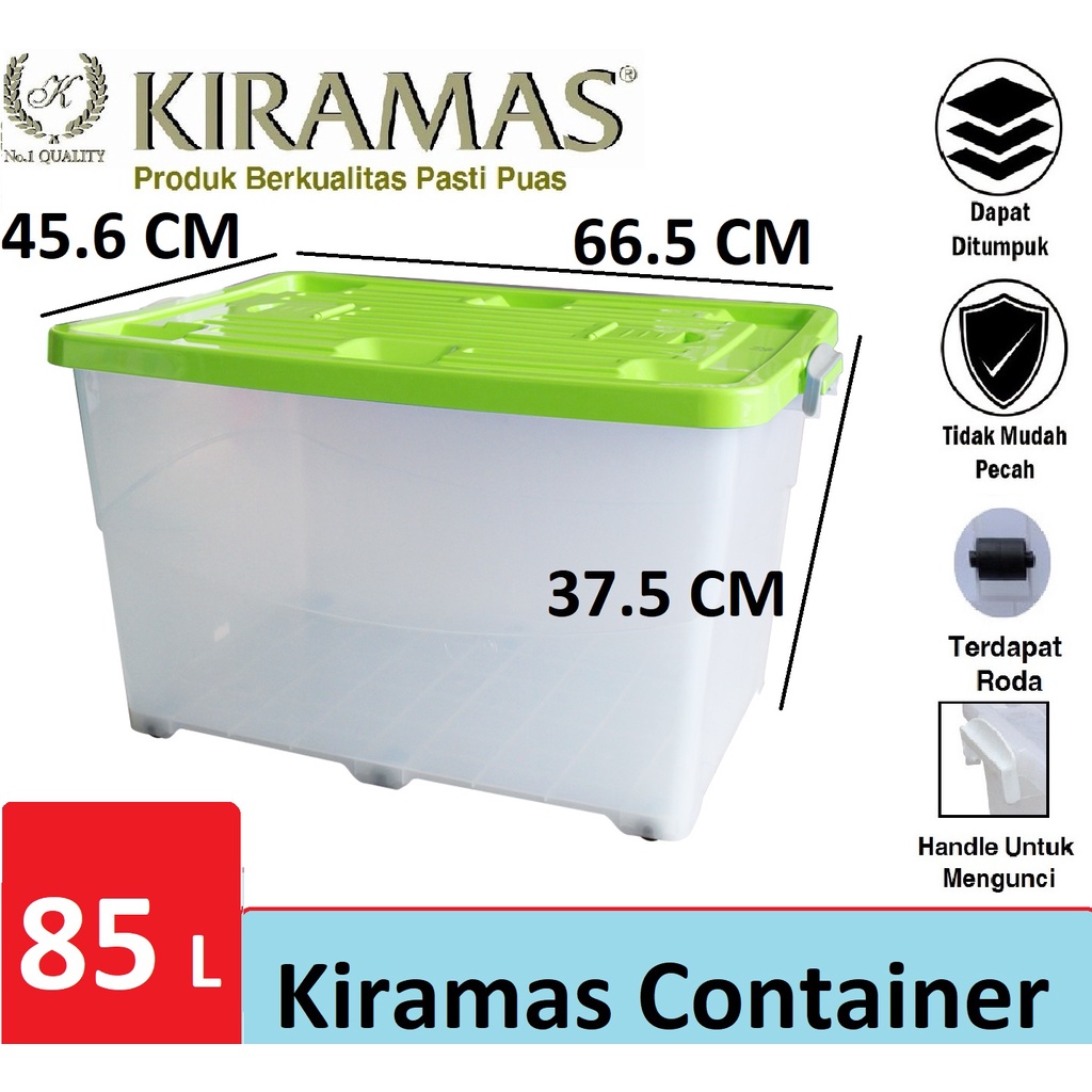 Jual Kiramas Container Box 85 Liter / Body Transparant / Ada Roda B85 ...