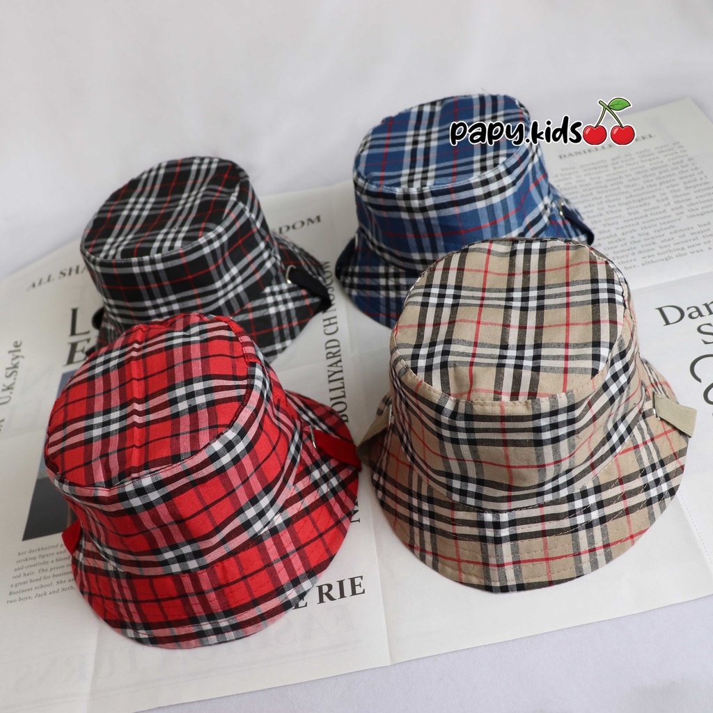 Topi wide bucket hat kotak kotak full LBH23 Topi anak bucket Hat