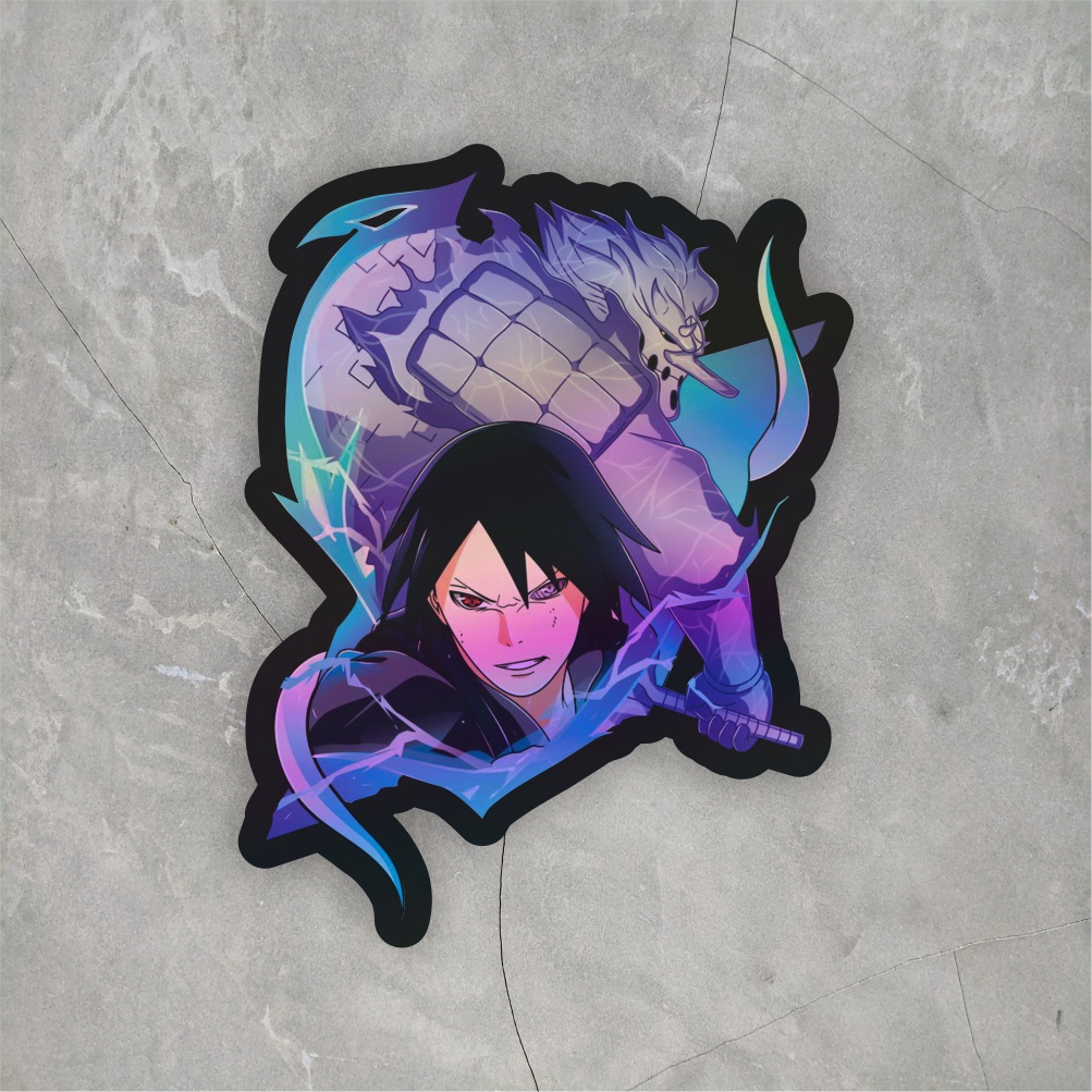 Jual Sticker Anime Hologram Uchiha Sasuke Sticker case hp & Laptop ...