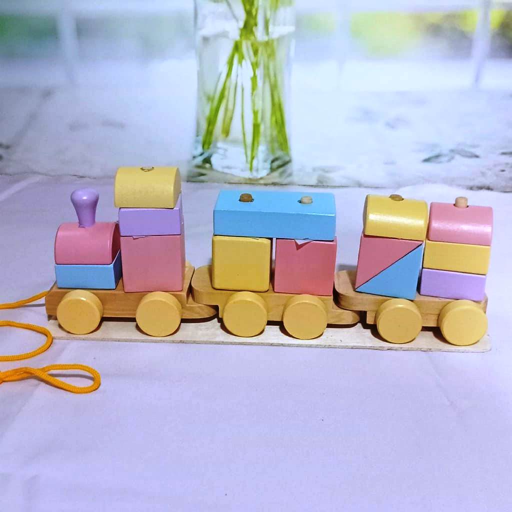 Jual Mainan Kereta Kayu untuk Anak Mengenal Warna Pastel | GERAI MAINAN ...