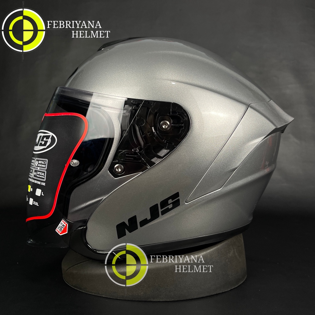 Jual Helm Njs Kairoz Solid Silver Steel Half Face Njs Kairoz Shopee