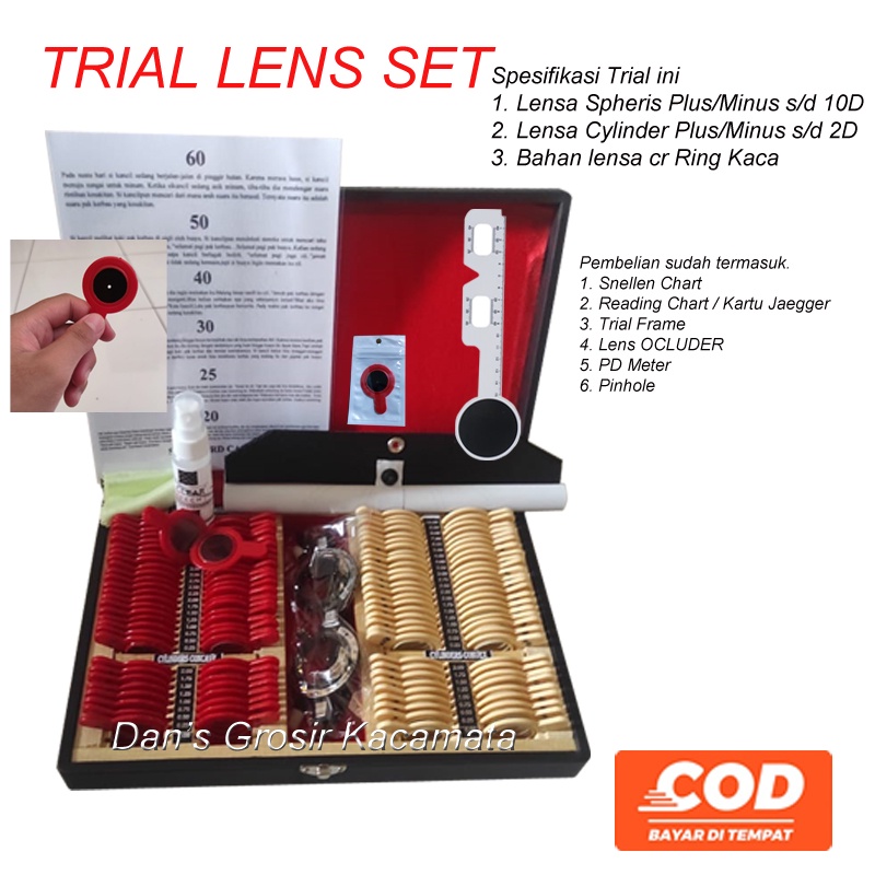 Jual TRIAL LENS SET plus minus s/d 10 dioptri cyl 2.00 Tes Box