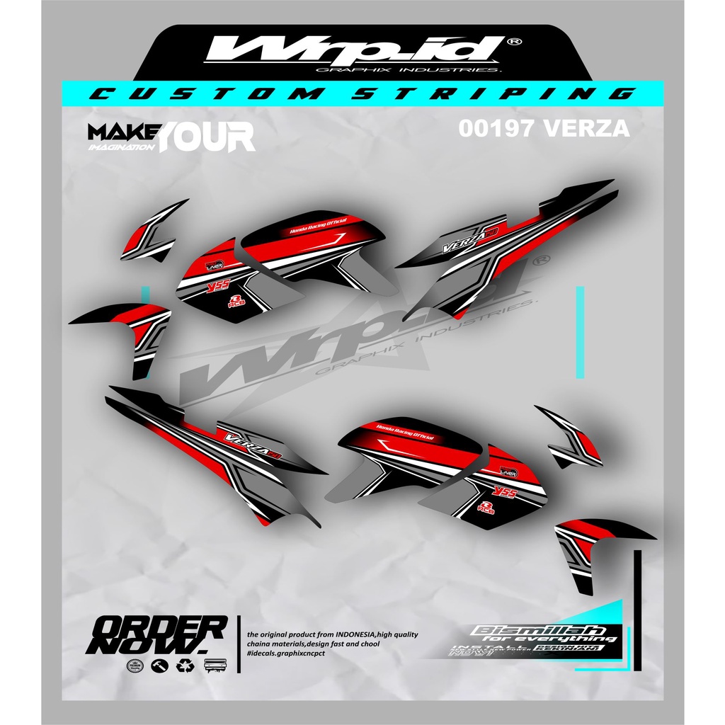 Jual 00197 sticker striping motor verza motif garis racing simple ...