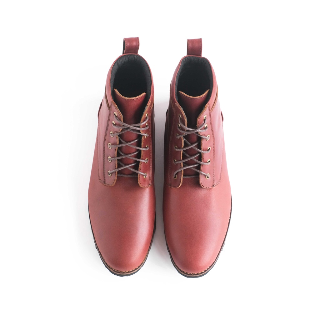 Jual Sepatu Boot Kulit Pria - Winshor - Atom Red Wine | Shopee Indonesia