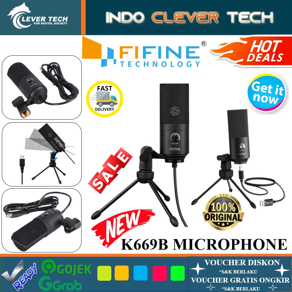 Jual Fifine K669B USB Microphone Condenser Mic with Volume Control ...