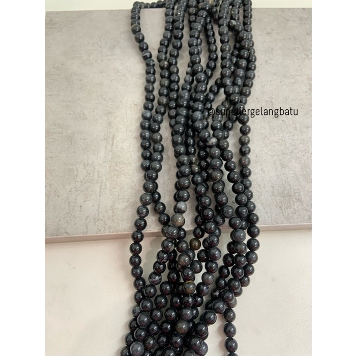 Jual bahan batu BLACK TOURMALINE 8mm bongkah akik natural tormalin ...