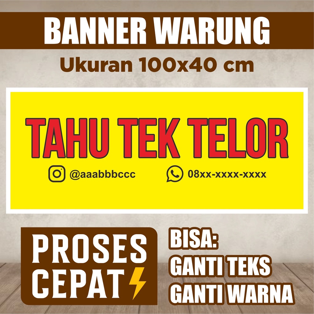 Jual Cetak Spanduk Banner Warung Tahu Tek Telor Makanan Ringan