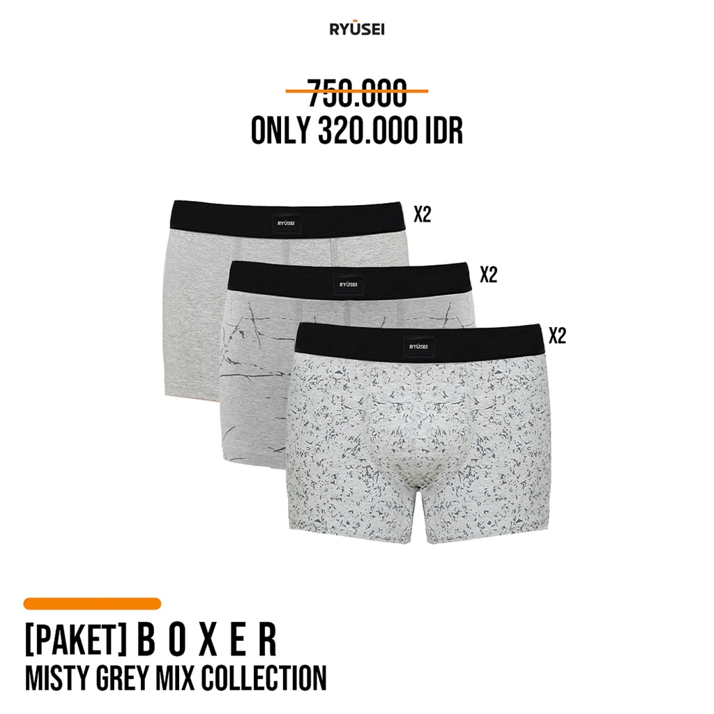 Jual [PAKET] Boxer Misty Grey Mix Design (6 pcs) | Shopee Indonesia