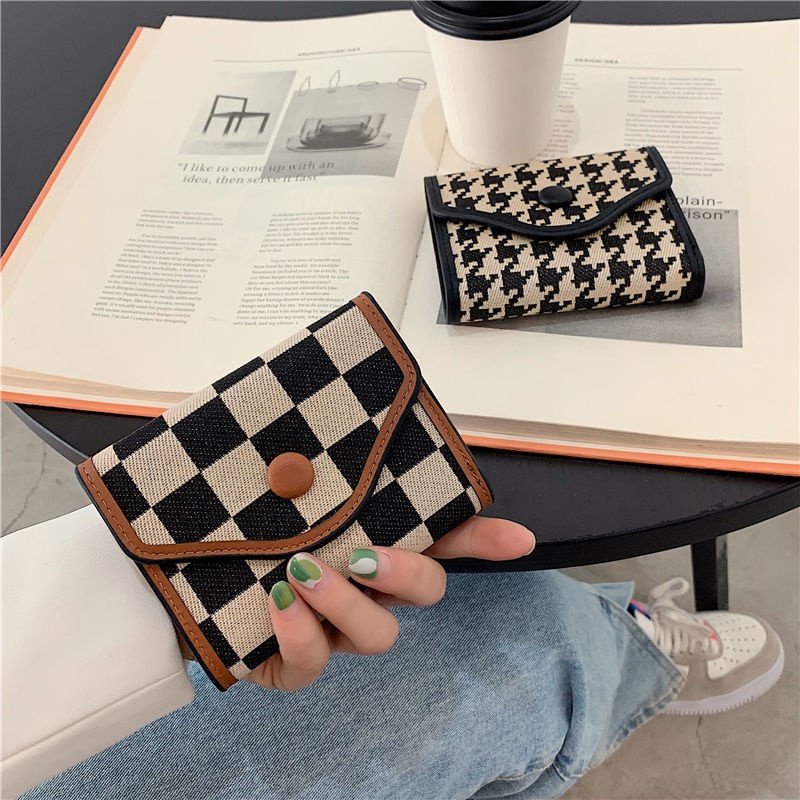 Jual FUKU Studio - aesthetic checkered houndstooth wallet / korean card ...