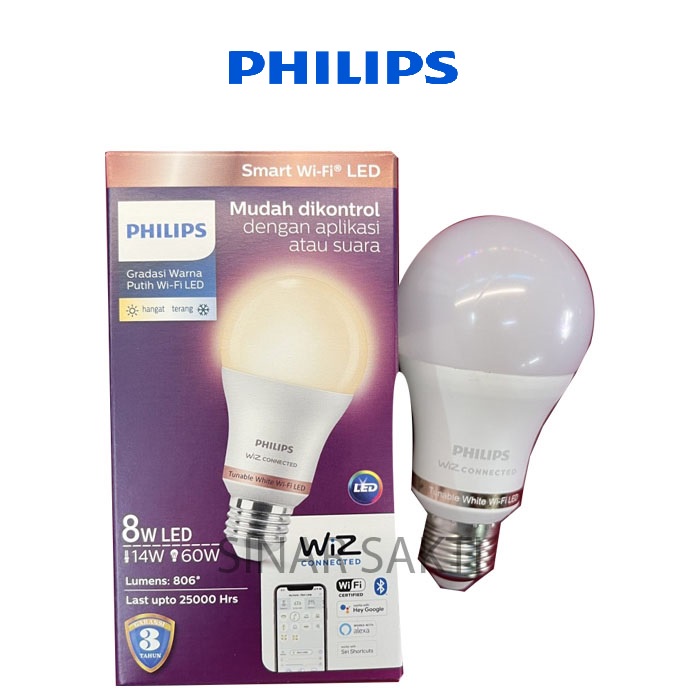 Jual Philips Lampu Smart WiFi LED 8W Bluetooth -Tunable White (Putih ...