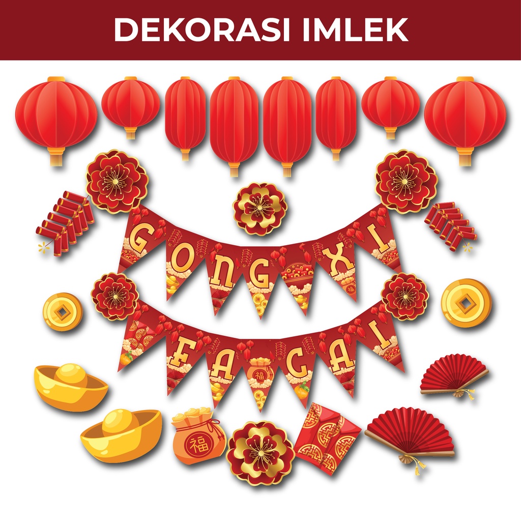 Jual Dekorasi Imlek Hiasan Gong Xi Fa Cai Gambar Dinding Dekor Tulisan