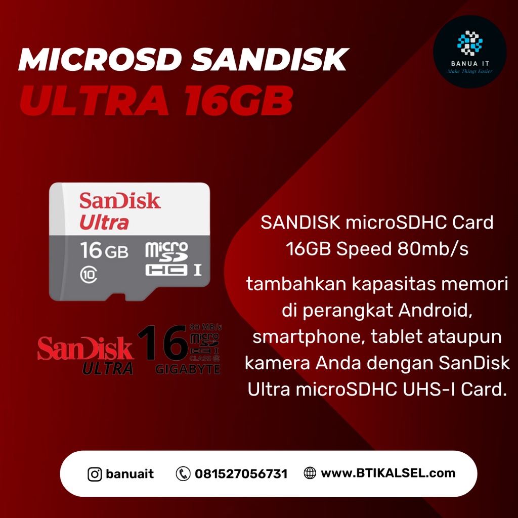 Jual Sandisk Ultra microSD 16GB Memory Card 16 gb Shopee Indonesia