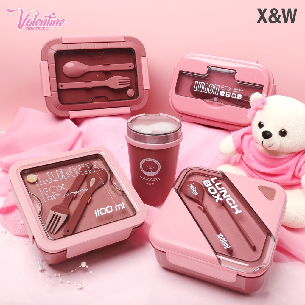 Jual X&W Hampers Lunchbox Spesial Valentine Kotak Makan Pink Series