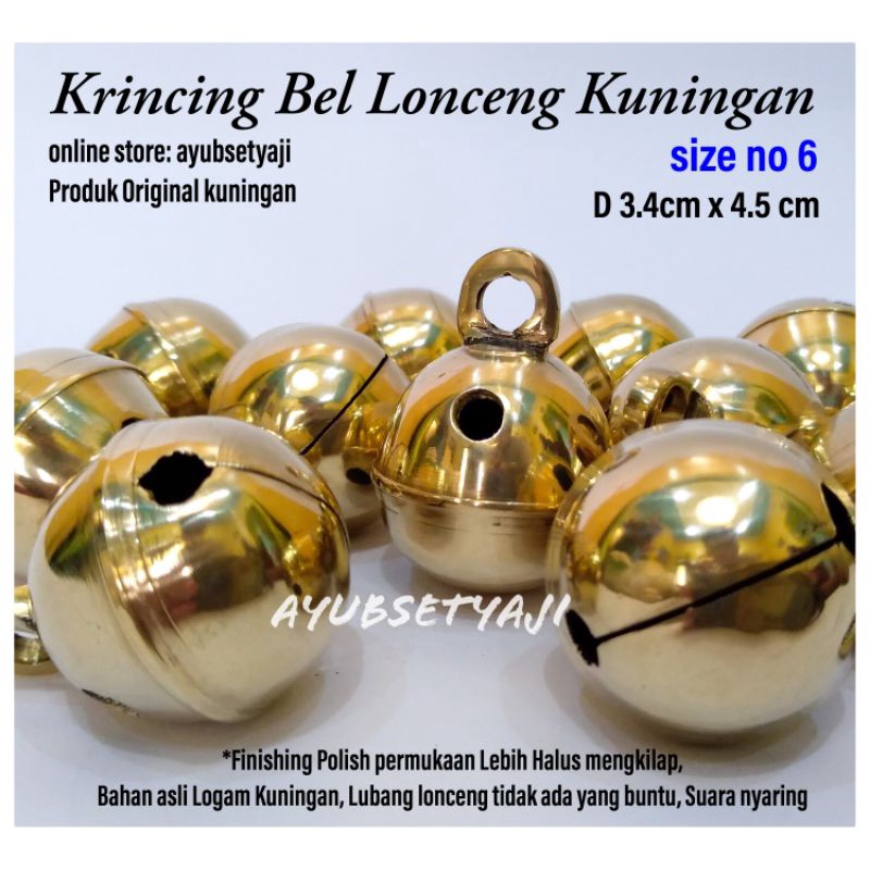 Jual Krincing kuningan no6 ( D3.4cm x 4.5cm ) Bel Lonceng 06 Kuningan ...