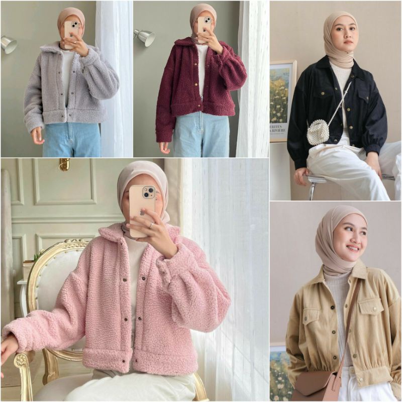 Jual EDMEE OUTFIT - FURRY JACKET / CORDUROY JACKET | Shopee Indonesia